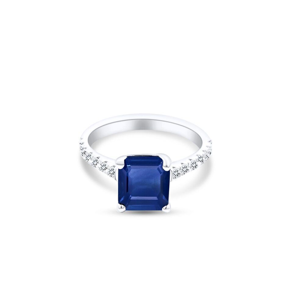 Natural Sapphire Diamond Ring 6.25 14k W Gold 3.18 TCW Certified $4,950 310543